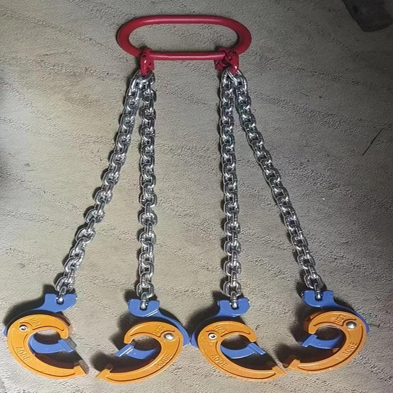 Double-Chain Forklift Eagle Beak Drum Lifting Hook and Spreader Clamp