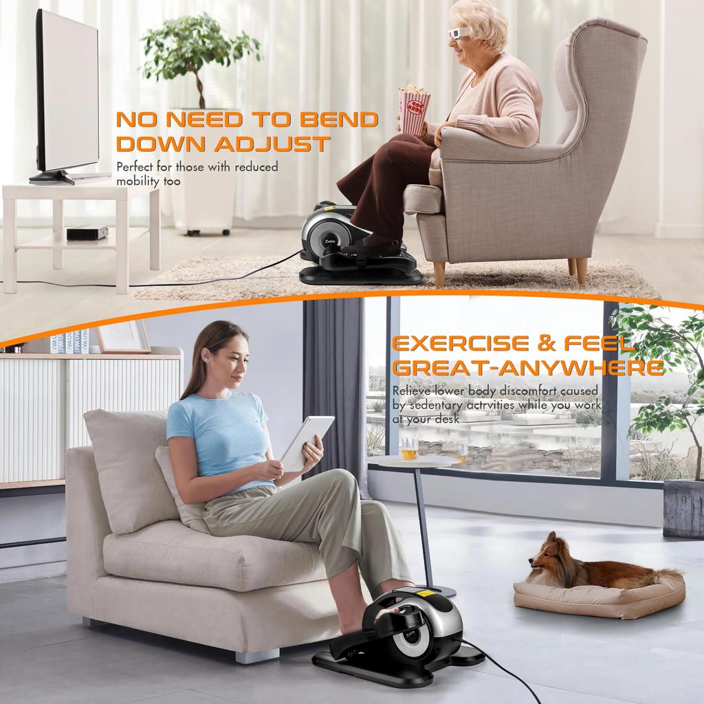 Zakle Elliptical Machine for Electric Elliptical Leg Exerciser with Remote Control 12 Portable Seat Pedal Exerciser as Seen on for Home Office