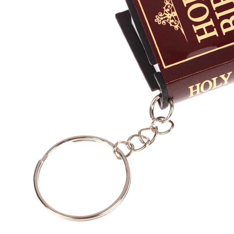 Mini Bible Keychain Book Pendant Key Chain Car Key School Bag Decoration Accessories English Cross Religious Keyring