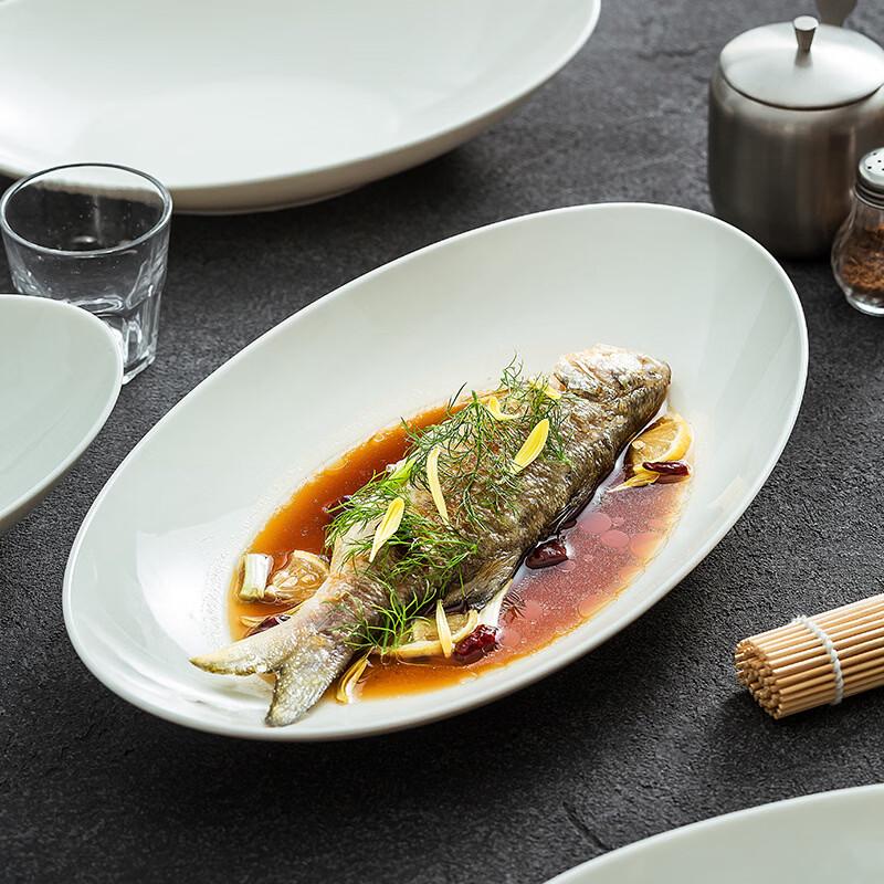 Japanese Style Oval Deep Ceramic Fish Plate