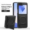Capa Shell de Couro Empresarial com Carregamento Sem Fio 2 peças Para Samsung Galaxy Z Flip6 Flip5 Flip4 Flip3 Magnética À Prova de Choque Dobrável Suporte Capa de Telefone