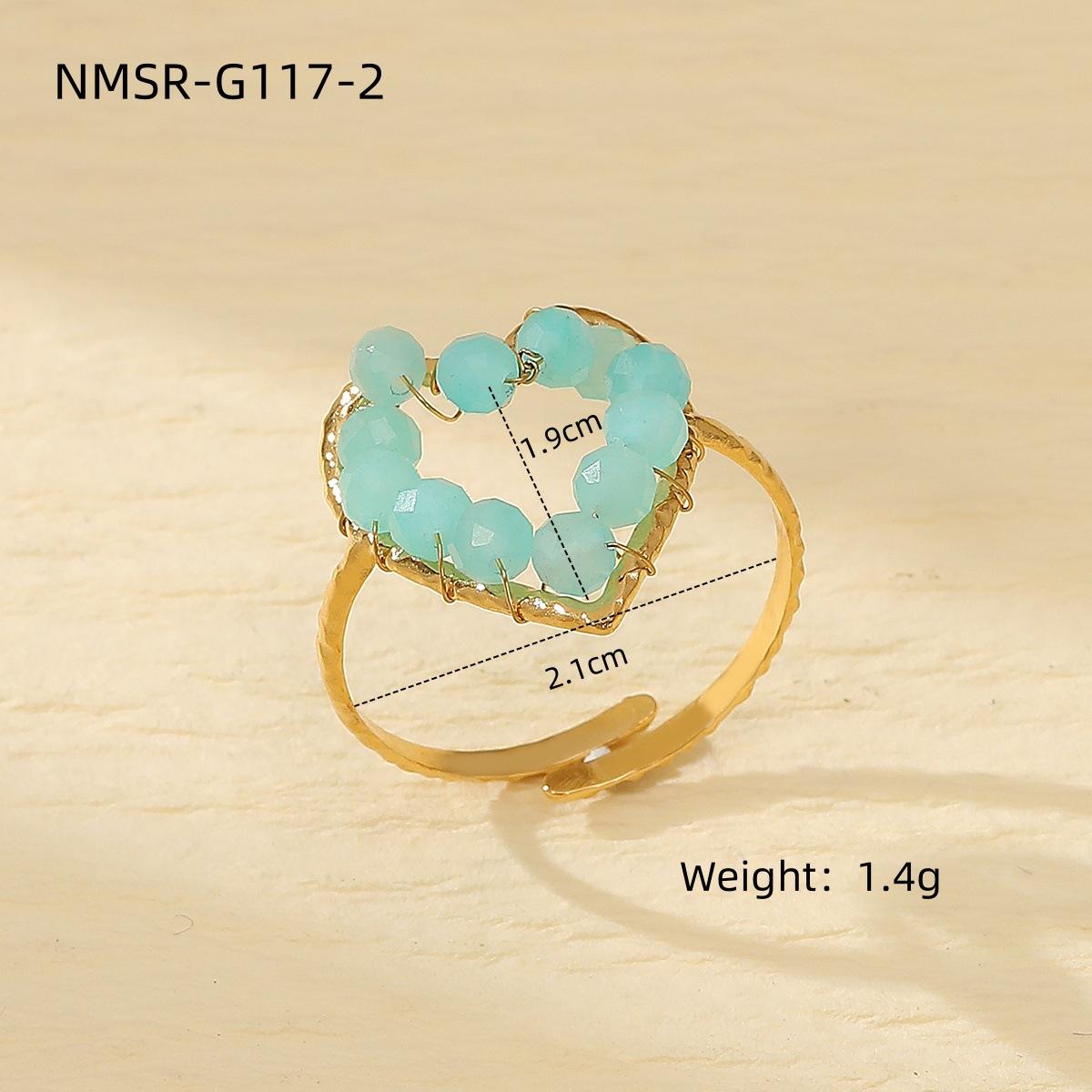 GEMCHIC Women s Blue Natural Stone Heart Design Titanium Steel Ring Fashionable Niche Versatile Stainless Steel Band