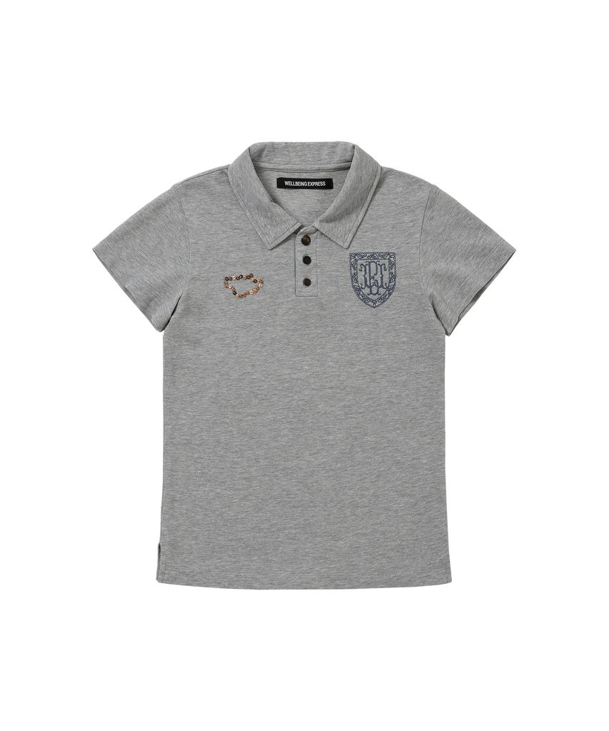WELLBEING EXPRESS Football Pk Half Sleeve Melange Gray