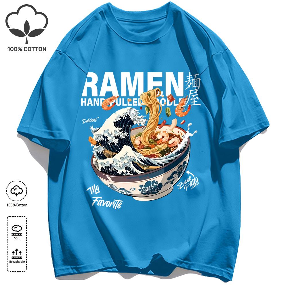 A Bowl Of Rich Lamian Noodles Design Unisexs Retro T Shirts Basics Simple TShirts Fashion Cotton Summer Clothing Unisex Loose Tee