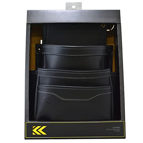 Fujiya 3-Tier Waist Bag, Black and Gold, Light PU Leather Series, AB-23BG