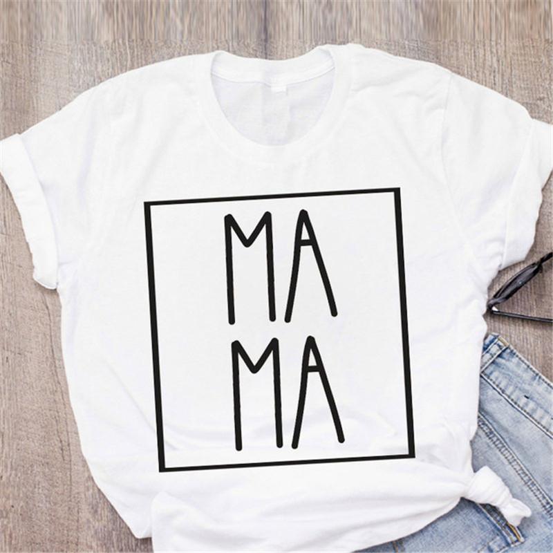 Neue Mama Buchstaben Shirts Bedrucktes Sommer Damen T-Shirt Lässig Kurzarm Tees Geometrische Figur Ulzzang Harajuku Damen Oberteile Shirt