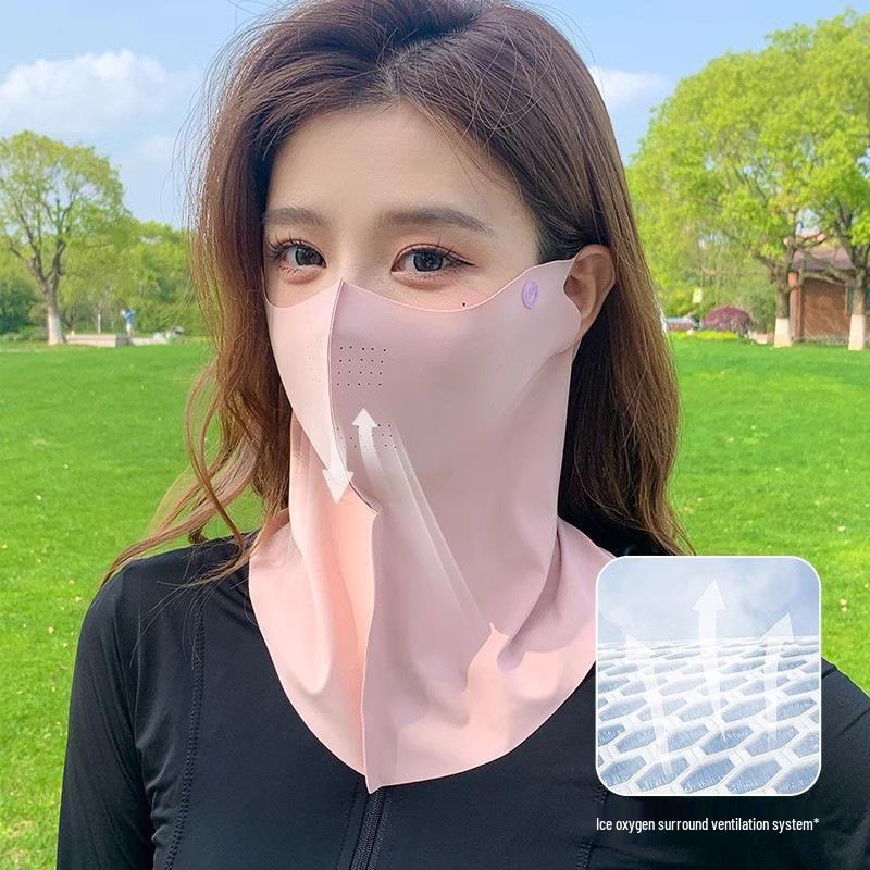 Summer Ice Silk Half Face Mask: Breathable, 3D-Stereo Design for Sun and UV Protection, Slimming Effect.