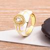 Nidin Charming Zircon Grid Stripe Oil Dripping Creative Retro Ring 7 Colors Open Adjustable Popular Jewelry Party Holiday Gift