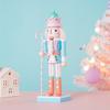 25cm Wooden Nutcracker Ornament Candy Series Soldier Statues Handcraft Doll Toy Home Office Decoration Statues Christmas Gift