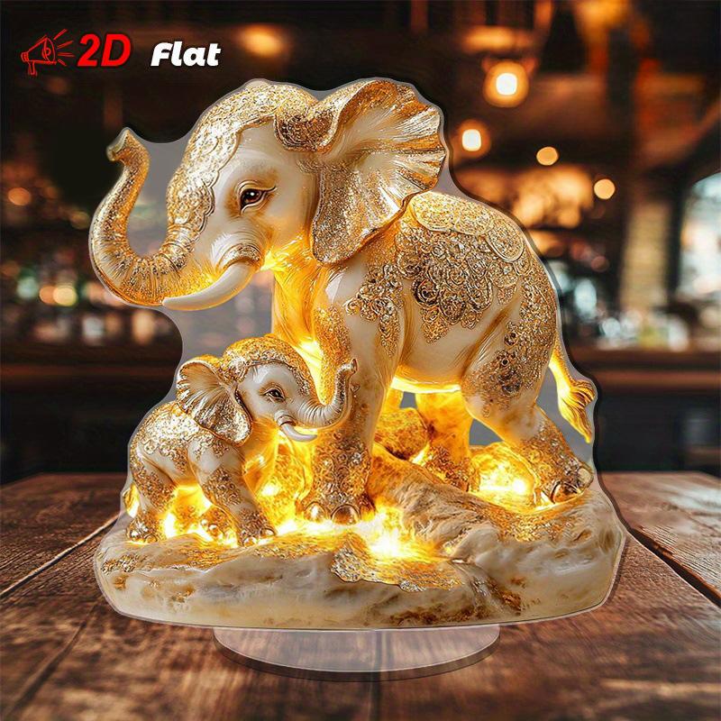 Elephant Statue,2D Flat Acrylic Figurine,Home,Office,Cafe,Room,Studio,Display Case,Table Ornament Desktop Decor Kit