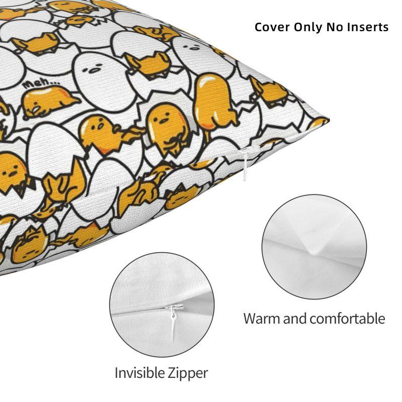 Aangepaste Anime Gudetama Cartoon Kussenhoes 40x40cm Zacht Luxe Sierkussen Woonkamer Decoratie