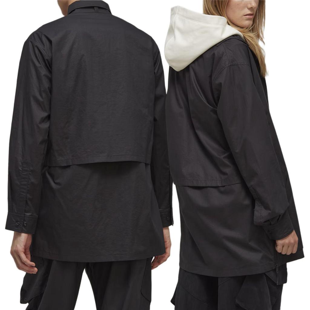 Y-3 Solid Color Pointed Collar Fitted Long Sleeve Shirt Unisex Shirts Black H63025