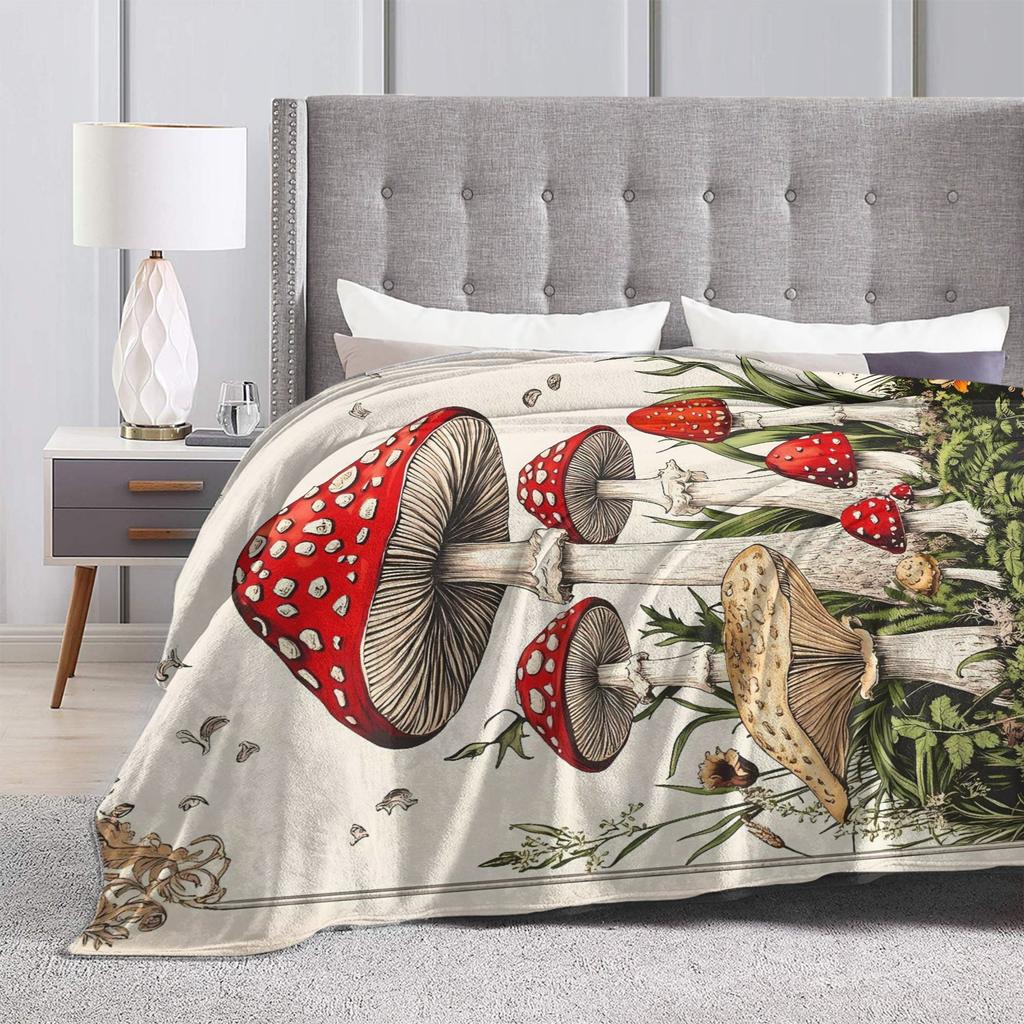 Dreamy Forest Mushroom Blanket  Airplane Travel Flannel Bedding Throws For Bedroom Warm Design Quality Bedspread Birthday Gift