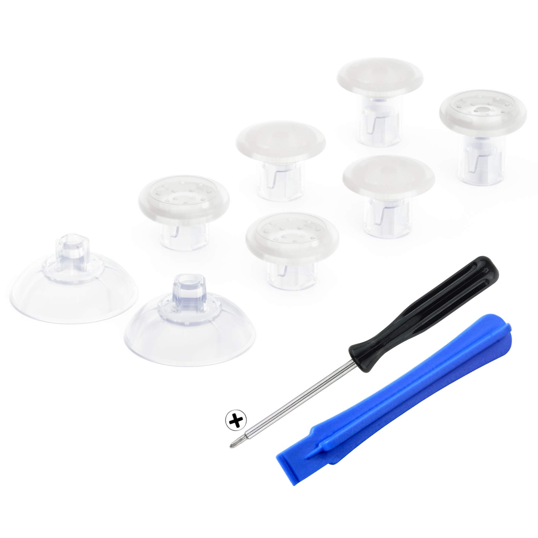 

eXtremeRate ThumbsGear Replaceable Ergonomic Thumbsticks for PS5 PS4 All Model Dome and Concave Adjustable Transparent Controller, Controllers,