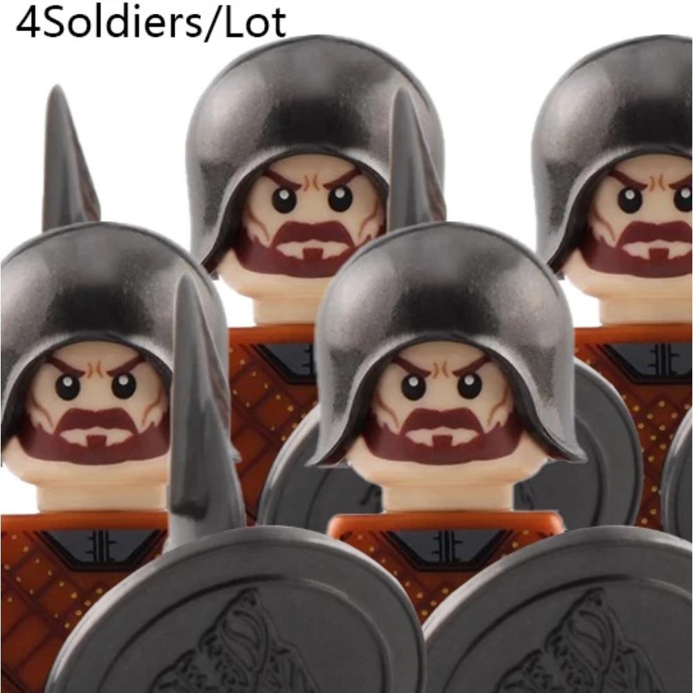 

MOC Фигурки средневековых солдат Армия Пехотинцы Воины Строительные блоки Плащи-накидки Меч Копье Шлемы Щит Кирпичики Игрушки Подарок