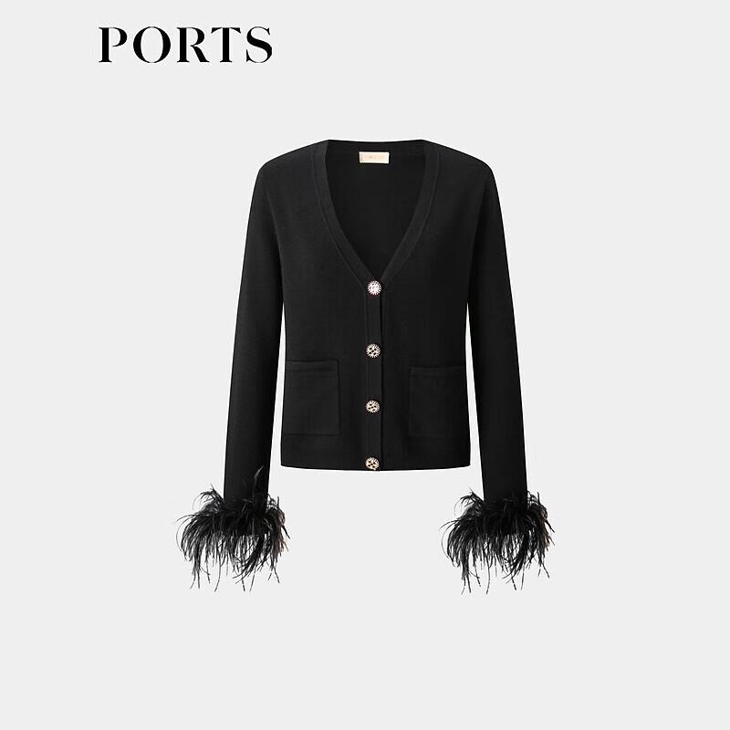 PORTS Women's Fluffy Plush Trim Knit Cardigan