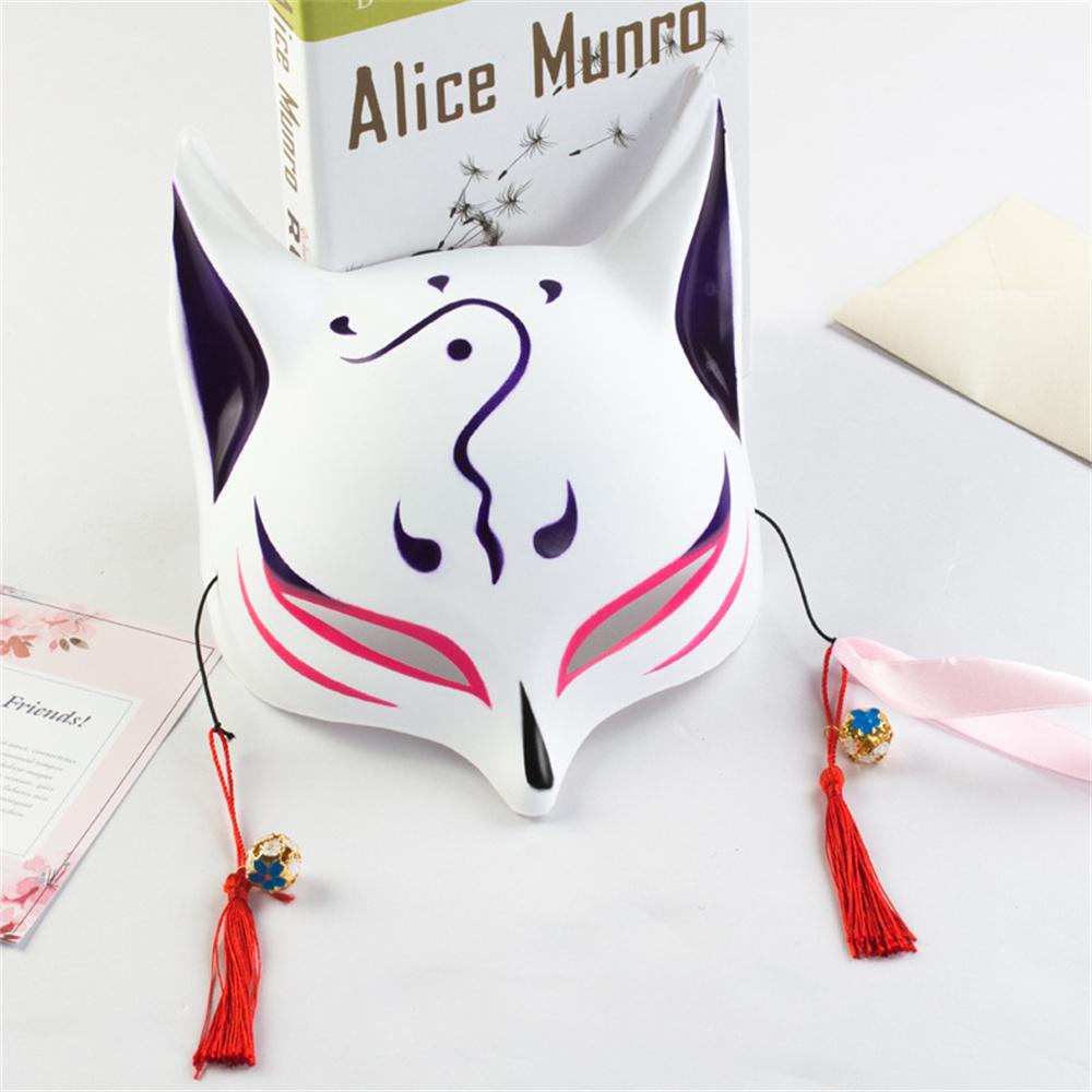 Half Face  Mask Hand-painted Fashion Mask Halloween Masquerade Party Tassels Anime Fox Mask For Costume Parties Anime