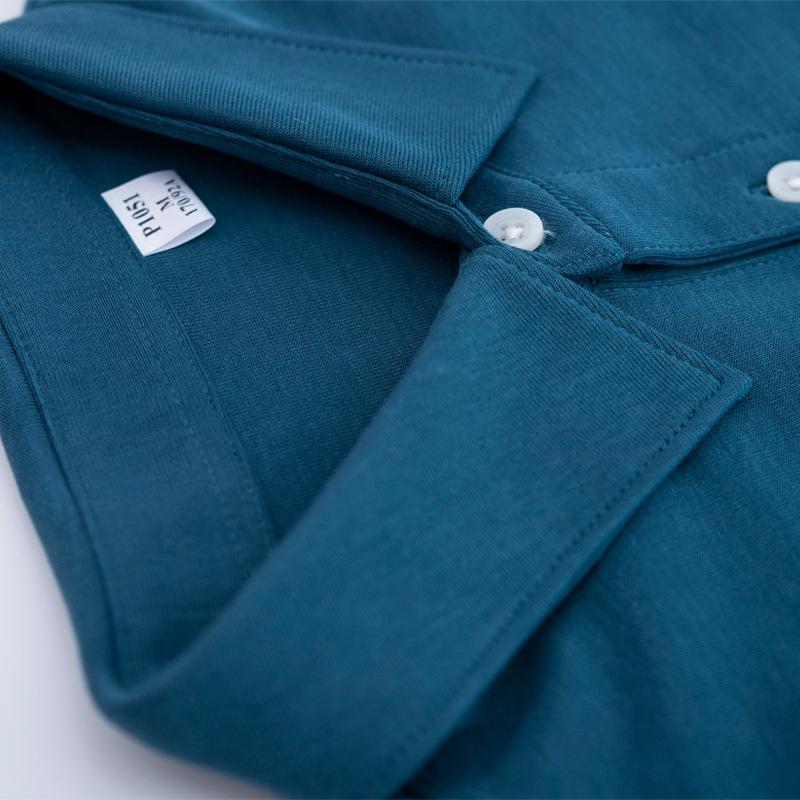 New Non-ironing Double-sided Cotton POLO Shirt Men's Solid Color Spring and Autumn Casual Business Shirt Collar Long Sleeves