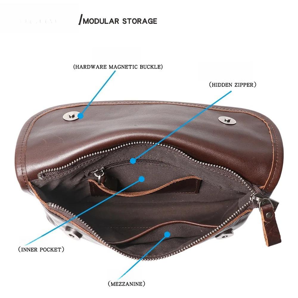 Designer Men's Genuine Leather Crossbody Bag Luxury Fashion Shoulder Messenger Bag Casual Travel Adjustable Strap Length