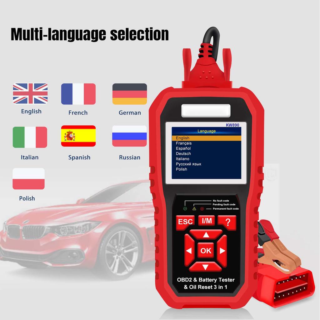KW890 Car Scanner Battery Tester Oil Reset Special Function 3 In 1 Read And Erase Fault Codes Automotive Diagnostic Tool