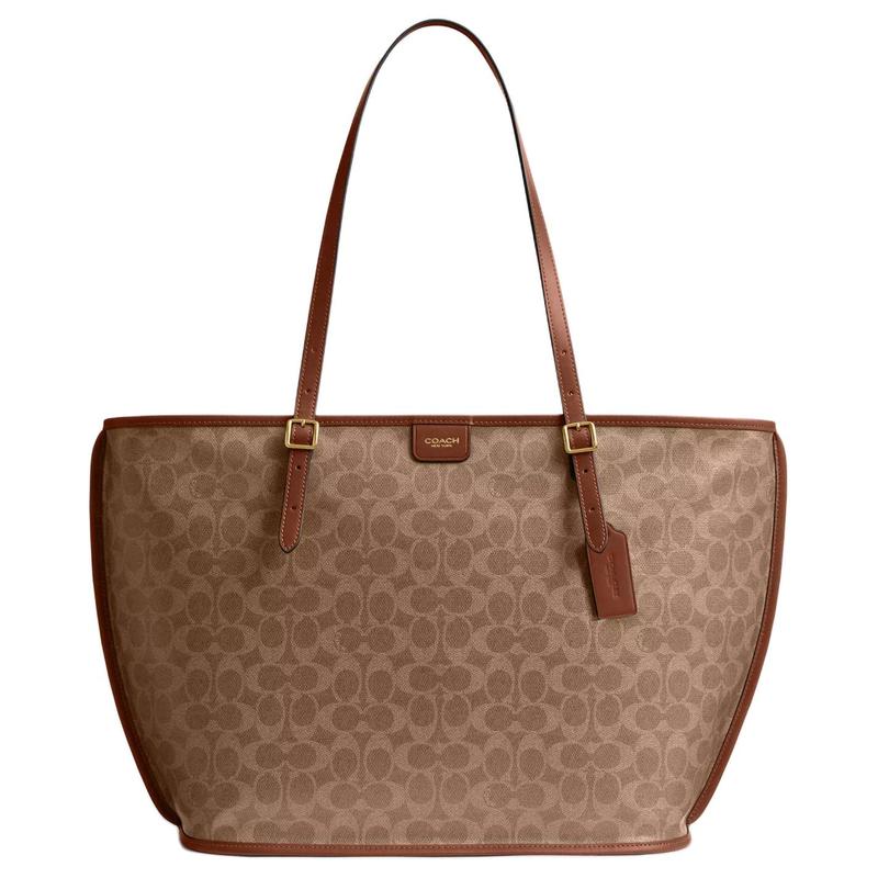 Coach TAXI 36 Brand Classic Logo Tote Bag Tote Bag Shopping Bag Artificial Leather Portable Shoulder Bag Large Women's Brown