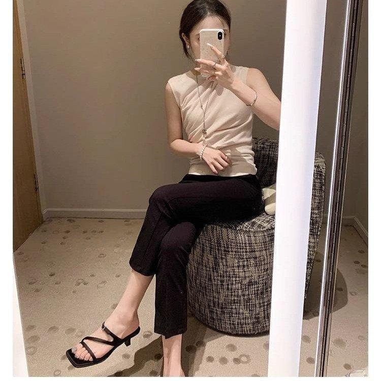 Grape Mother Summer New Temperament Square Head Open Toe Thin Belt French Word Belt High Heels Versatile Sandals Women's Summer