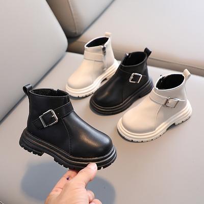 Children's Fall/Winter Fashion British Ankle Boots Boys Stylish Boots Girls Soft Sole Single Boots Buckle