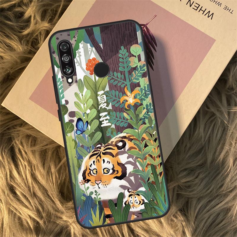 Cartoon Fat Tiger For Huawei Nova Y90 Y60 Y61 Y70 Y72 Y73 Y91 3i 7i 8i 11i 12i 9 10 SE P20 P30 P40 Lite Case