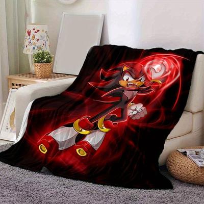 1 pièce Rouge Power Surge Shadow the Hedgehog Dessin Animé Couverture Décoration de Chambre, Couverture Douce Parfaite comme Cadeau d'Anniversaire, Salon .D071
