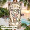 Sweet Treats Celebration Theme Quick Dry Beach Towel Custom Name Text Print Large Sand Resistant Towel Beach Vacation