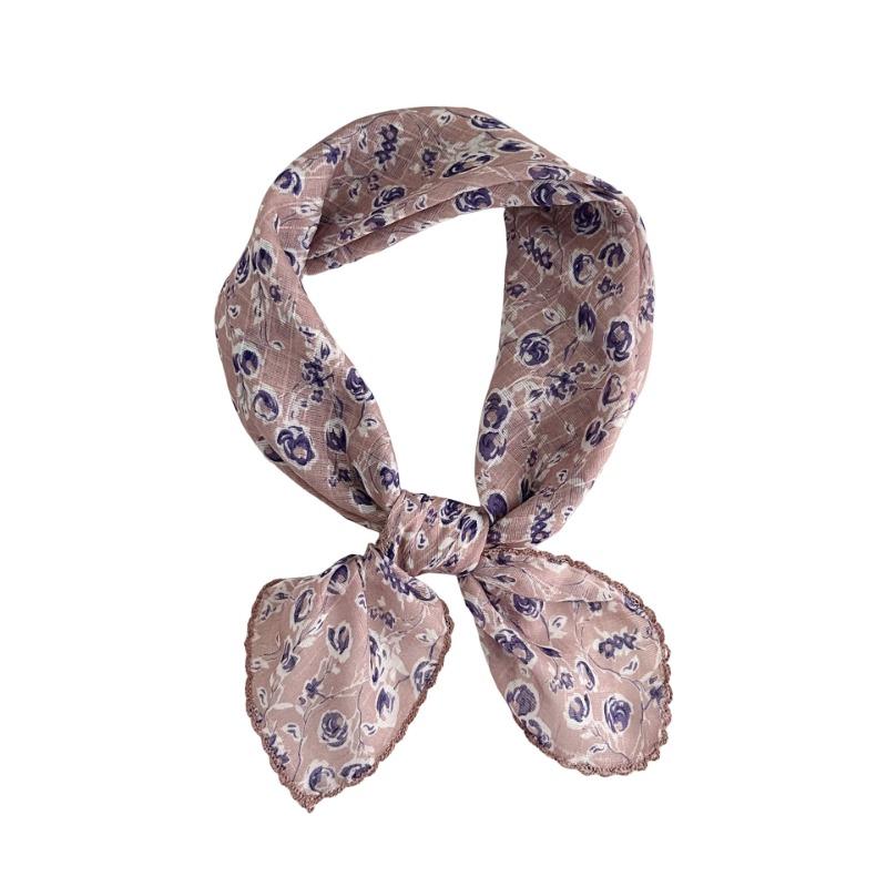 Silk scarf new retro literary cotton and linen square scarf decorative scarf floral headscarf headband multi-purpose scarf small shawl
