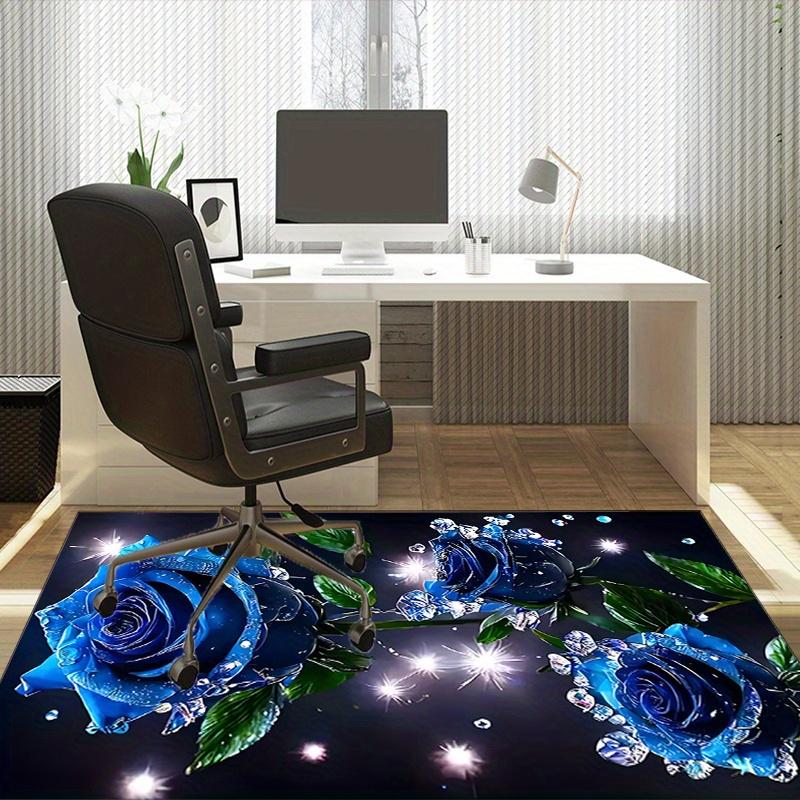 Blue Rose Sparkle Rug forRomantic SpacesGlittering Flower Design Carpet Perfect for Bedroom or Living Room DecorMachine Washable