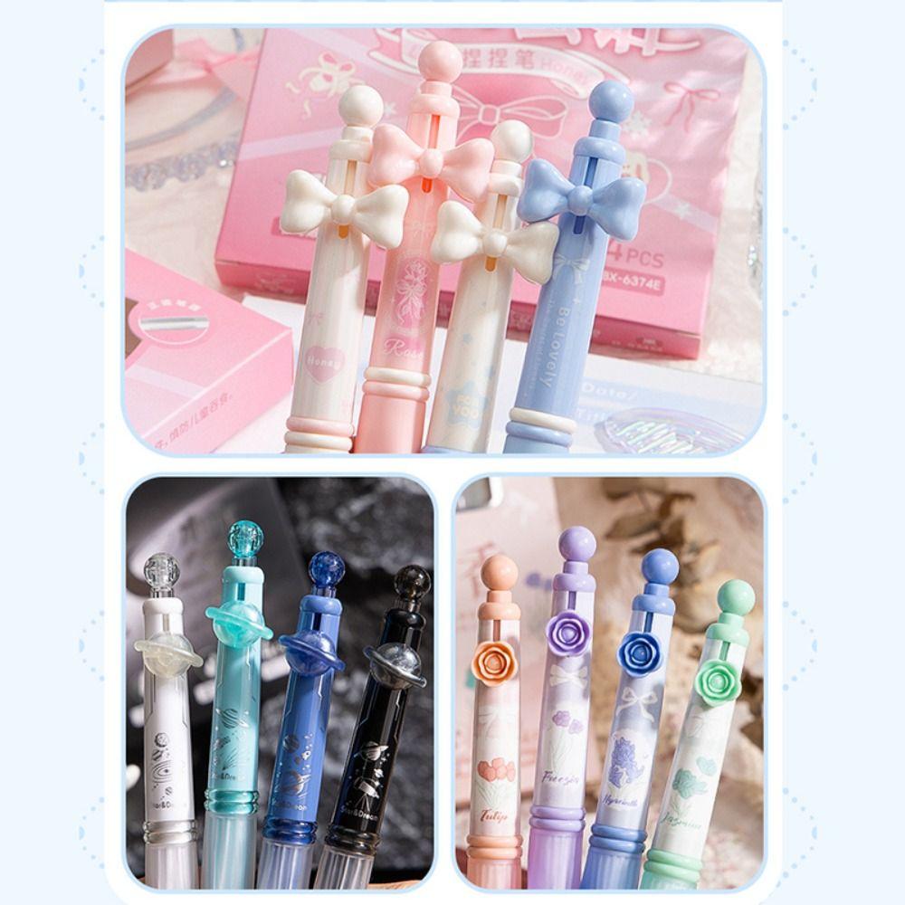 4PCS Quick Drying Neutral Pen 0.5mm Black Ink Writing Tool Multifunctional Ballpoint Pen  Students