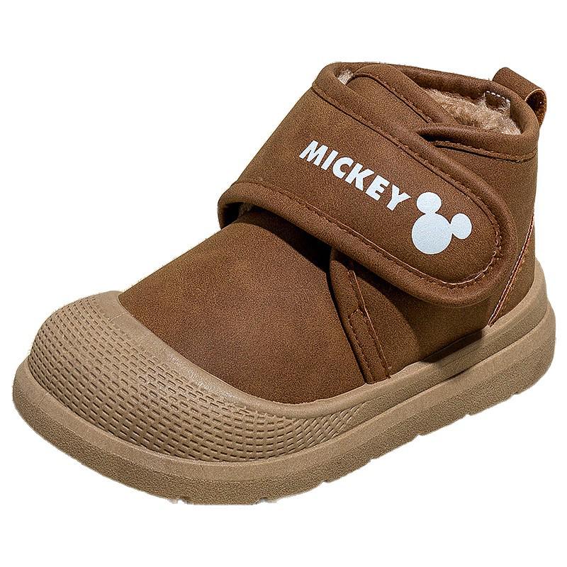 Mickey Children's Waterproof Leather Winter Snow Boots: Warm Cotton, Plus Velvet, Boys' 2025 Style