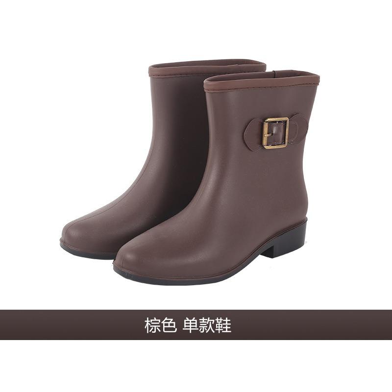

Women s rain shoes medium rain boots water shoes high-end bow waterproof glue shoes women s rain boots 41 коричневый