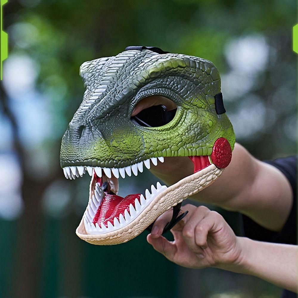 Movable Mouth Dinosaur Mask Headwear Sound Dinosaur Head Face Cover 3D Dinosaur Mask  Party Cosplay