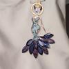 Keychain Pendant 3D Electroplated Mermaid Design Sparkling Rhinestones Inlaid Key Chain with Lobster Clasp Key Ring Bags Accessories