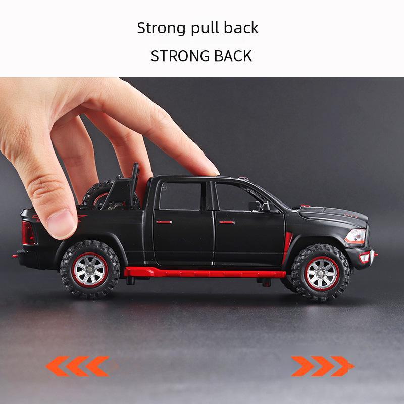Boxed Dodge Ram TRX Pickup Truck Model: Alloy Simulation, Pull Back Toy with Spare Tire, Sound, and Light.