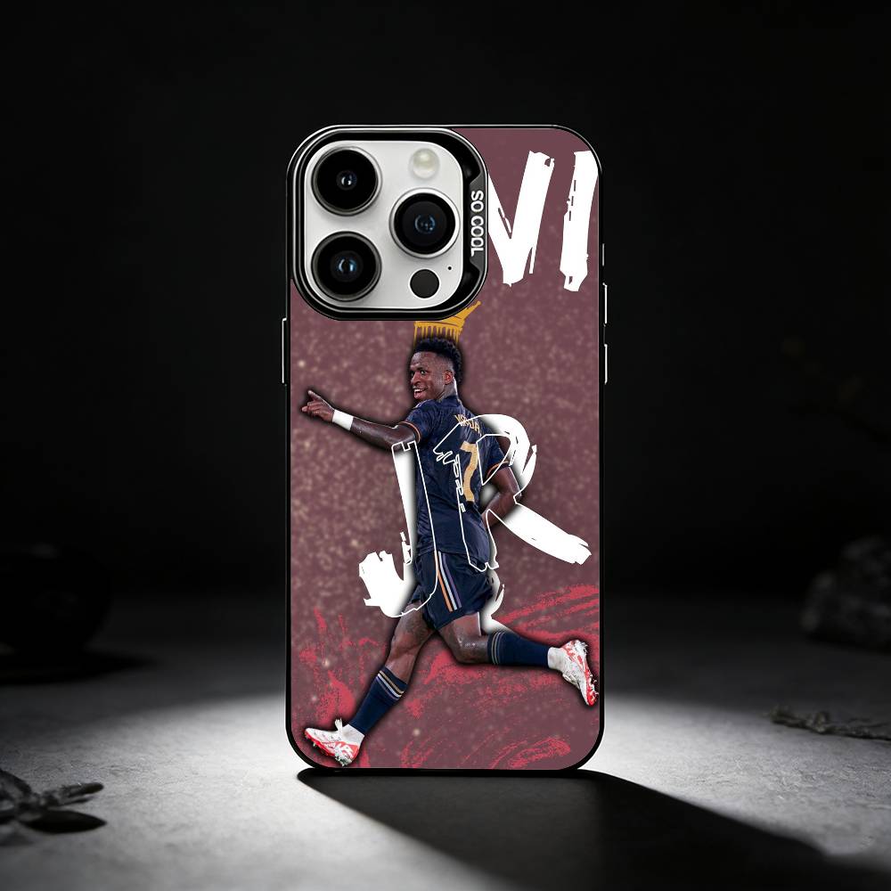 Football Player V-VINI J-JR Phone Case For iPhone 17,16,15,14,13,12,11 Plus,Pro Max,XS,Colored silver phone case