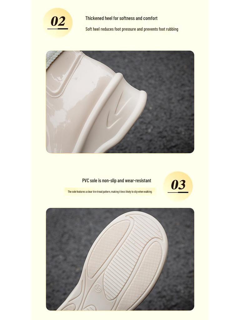 New Women's Plus Velvet Warm Mid-Calf Waterproof Rain Boots - Fashionable Outdoor Rubber Work Shoes
