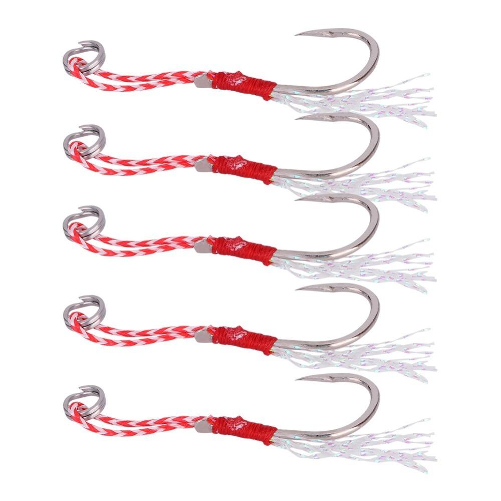 35PCS 11-15# Jigging Assist Hooks with Flash Tinsel Assist Hooks Freshwater Fishing 11#-35PCS