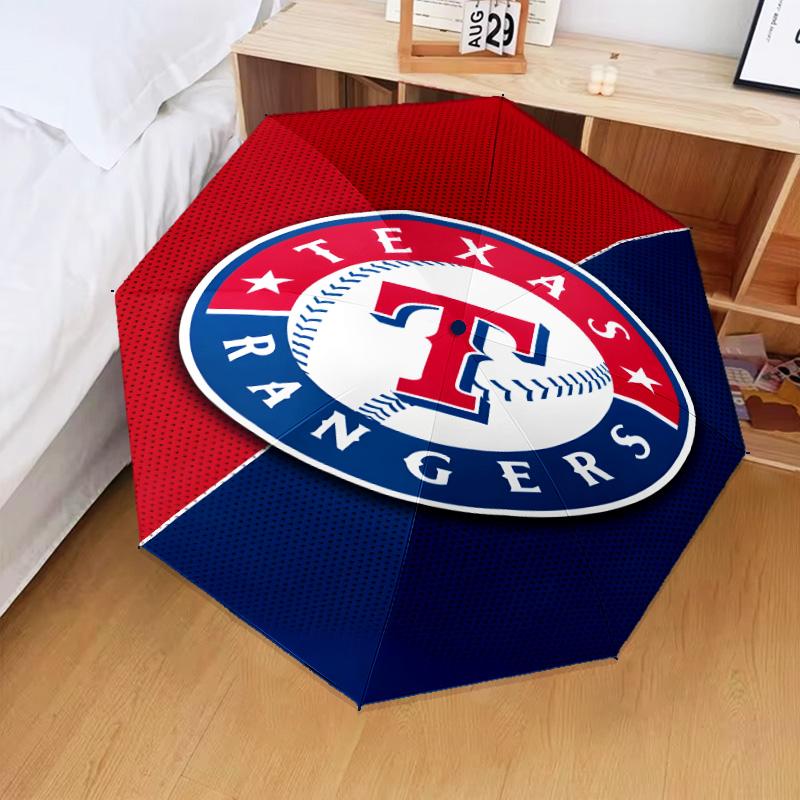 Baseball Rangers Map Umbrella Folding Umbrella, Automatic Umbrella 8-Frame for Travel, Camping Use Gift for Halloween Christmas