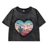 Women Cotton Washed T-Shirts Summer Regular Fit Crop Tops The Waild Is A Better Place Letter Prints Tees Street Clothes