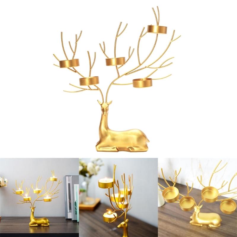 Elk Candlesticks Iron Deer Candle Holder Christmas Decors Metal Wedding Candelabra for Table Centerpieces Desktops