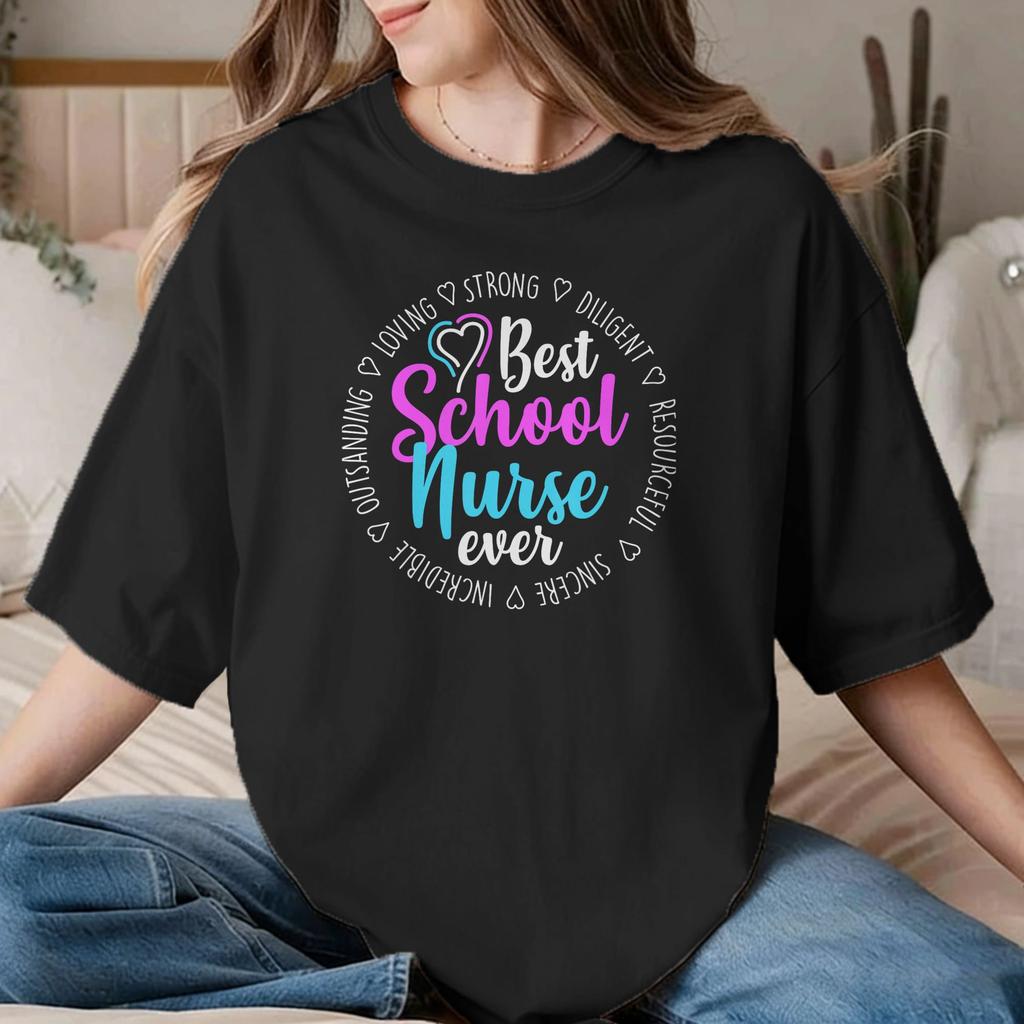 Best School Nurse T Shirt For Unisex Unisex Cotton Vintage Tshirt Nurses Day Tee Shirt Short Sleeve Clothing New Arrival
