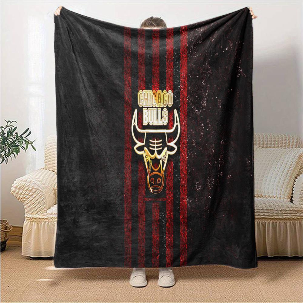 Chicago Bulls Logo Flanellen Deken, Zacht Polyester, Modern Ontwerp, Voor Alle Seizoenen voor Kamperen, Reizen, Cadeaus voor Feestdagen of Verjaardagen