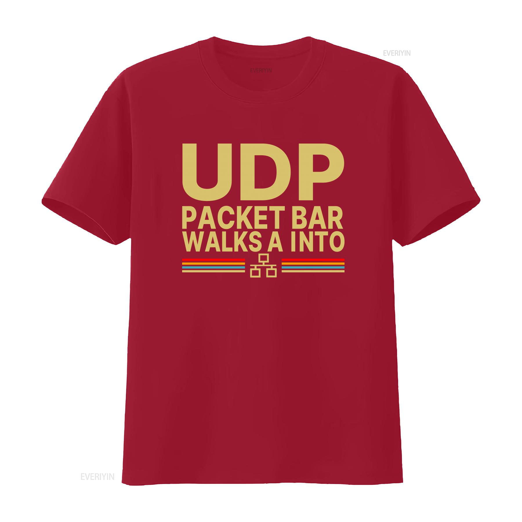 

Retro Style UDP Packet Bar Walks A Into Print T Shirt for Men vintage Washed Stylish Breathable Casual homme graphic fashion S