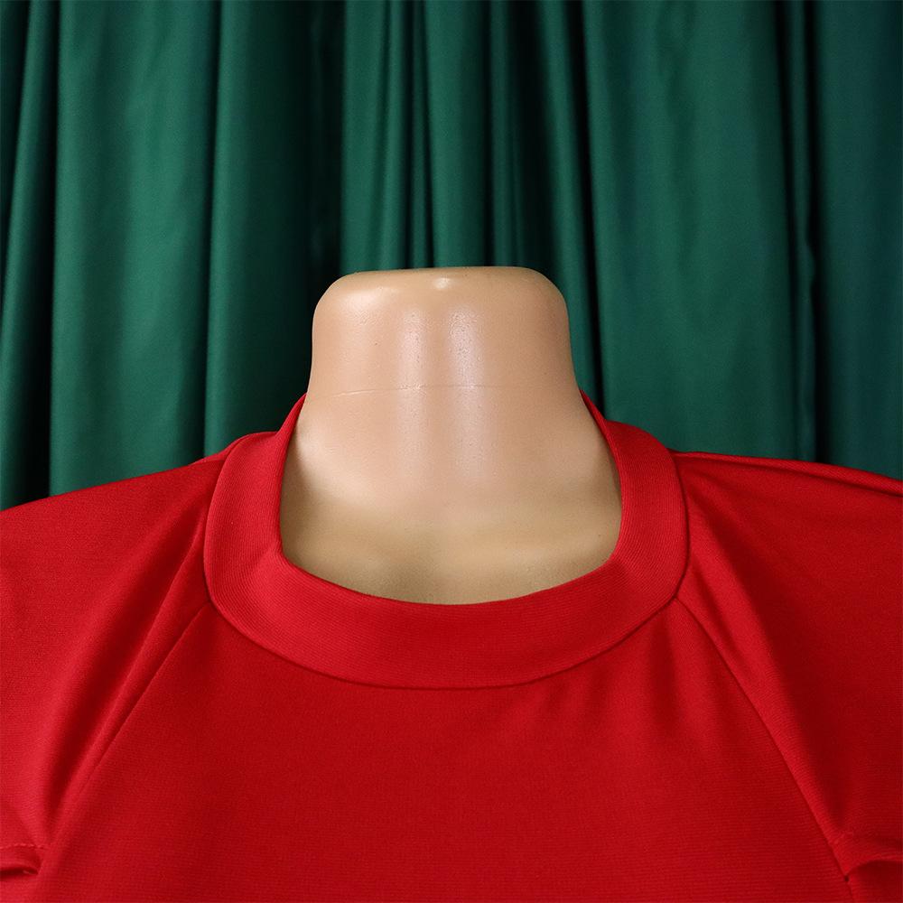 YYFS Dámská móda Léto Jaro Jednobarevný potisk Neformální šaty s krátkým rukávem do O-výstřihu a vysokým pasem