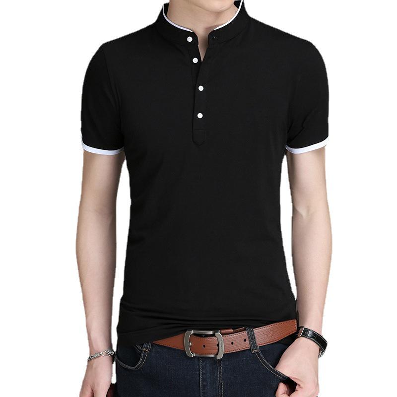 Sommer Koreanischer Stil Einfarbig Stehkragen Herren Kurzarm Poloshirt