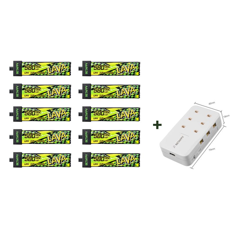 BETAFPV LAVA II 580mAh 1S Battery BT2.0 For Air75, Meteor75 Pro Whoop Drone FPV For 6 Ports 1S Battery Charger & Adapter